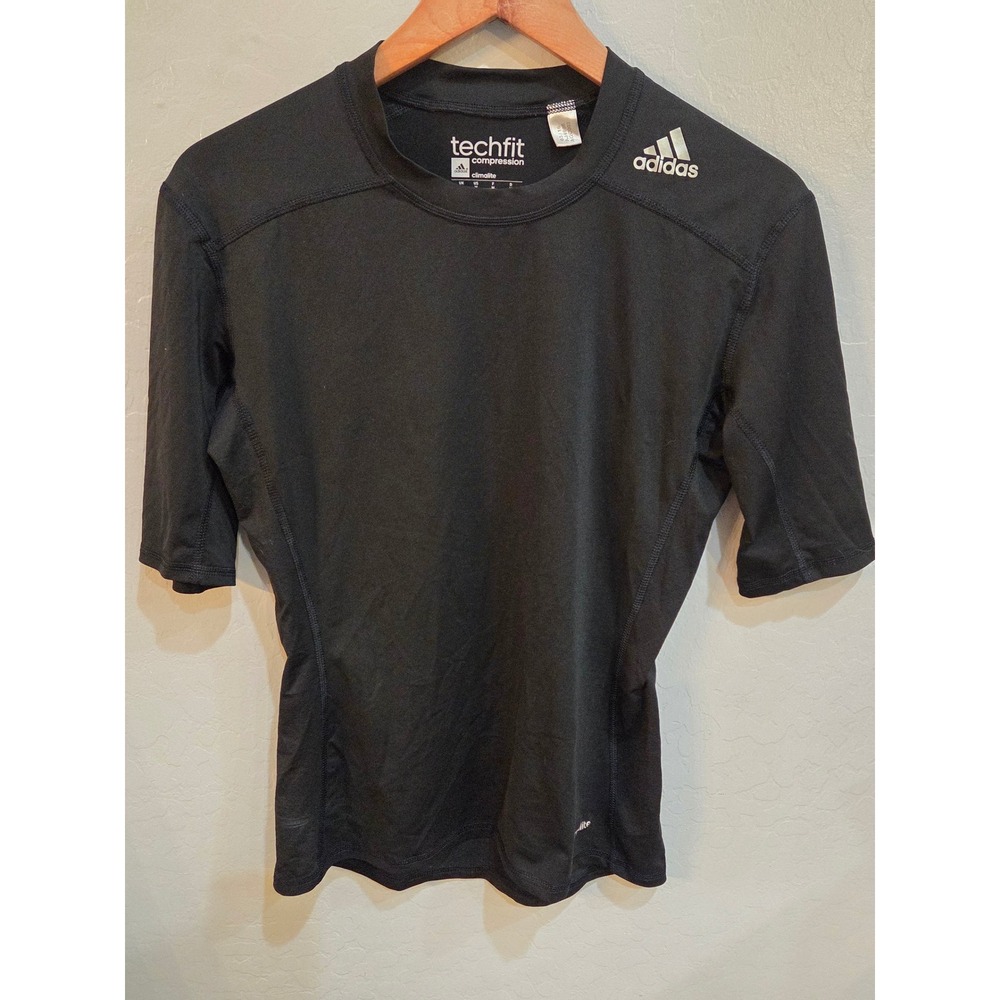Adidas Techfit Compression Climalite Shirt Mens Medium Black AJ4966 Short Sleeve